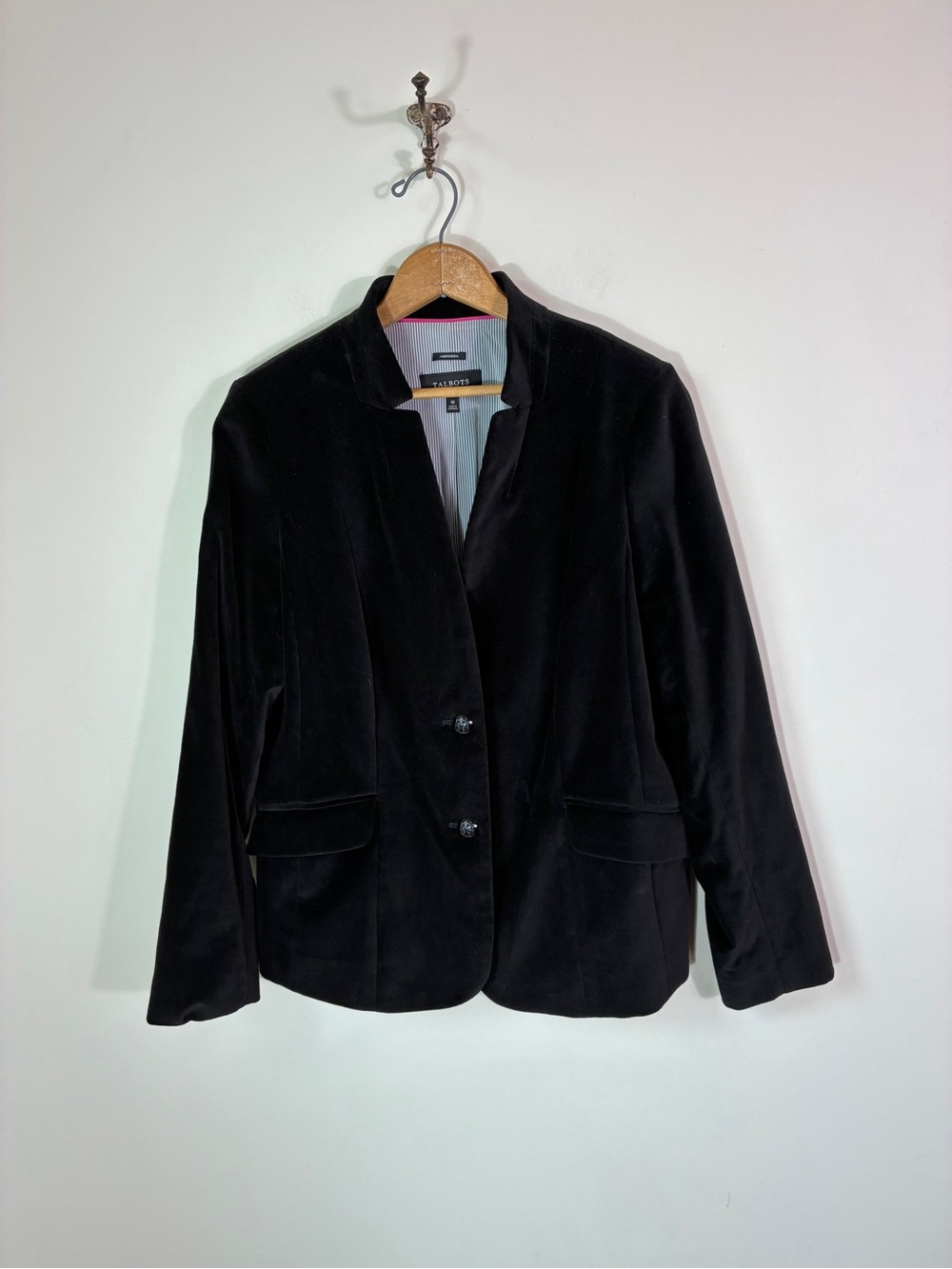 Talbots Black Aberdeen Velvet Blazer Size 10